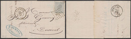émission 1865 - N°17 Sur LAC Obl Pt 197 çàd Jemeppe (1867, Charbonnage) > Ensival (DD) - 1865-1866 Perfil Izquierdo