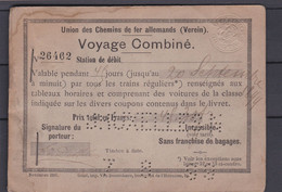 CHEMINS DE FER ALLEMANDS Voyage Combine ( Carnet Sans Les Tickets ) 07 08 1899 - Europa
