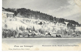 Gruss Von UNTERÄGERI: Winteransicht Seepassage 1908 - Unterägeri