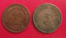 Allemagne. Empire. 2 Pièces De 1 (1888 A) Et 5 (1888 F) Pfennig. - 5 Pfennig