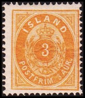 __1882. Aur-Issue. 3 Aur Orange. Perf. 14x13½. Never Hinged. (Michel 12A) - JF413907 - Unused Stamps