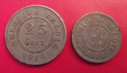 Belgique Belgie. 10 & 25 Centimes 1916 - 25 Centimes