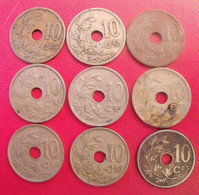 Belgique Belgie. Lot De 9 Pièces : 10 Centimes 1909-1934 - 10 Cents