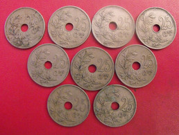 Belgique Belgie. Lot De 9 Pièces : 25 Centimes 1909-1934 - 25 Cent