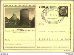 1937, MARSCHSTAFFEL ZUM REICHSPARTEITAG Auf Blanko Bildpostkarte. Relativ Seltener Stempel. - Maschinenstempel (EMA)