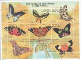 1997 Eritrea Butterflies Papillons Sheet Of 9 MNH - Erythrée