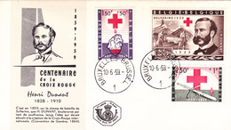 B01-304 FDC 1098 1099 1101 Cachet De Bruxelles 1 Brussel Croix-Rouge Henry Dunant 10-06-1959 - 1951-1960