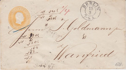 Preußen Ganzsache U 3 A K2 Berlin N Wanfried Hessen 1853 - Enteros Postales