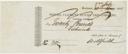 GB OLD CHECKS 1830 Messrs. Clement Royds And Company Bankers, ROCHDALE Very Rare - Cheques En Traveller's Cheques