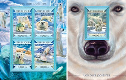 Guinea 2015, Animals, Polar Bears, 4val In BF +BF - Antarktischen Tierwelt