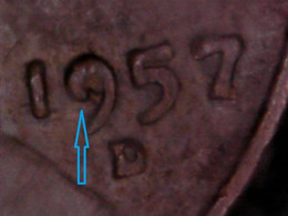 USA   ONE  CENT   1957 D       DRUCKFEHLER  -  Nr 9 - Patterns