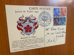 2 Cartes - Renouard De Villayer 1944 - Journée Du Timbre -Paris Et Bordeaux - Other & Unclassified