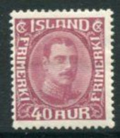 ICELAND 1931 Christian X  40 Aur..  LHM / *. Michel 164 - Neufs