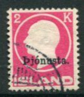 ICELAND 1922 Official Overprint With Stop On 2 Kr., Used.   Michel Dienst 41 I - Service