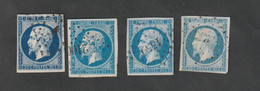 Timbres -  N°14A - 14B - Nuances De Bleu - Type  Napoléon III , Légende  Empire Franc  - 1854 - Oblitérés - Otros & Sin Clasificación