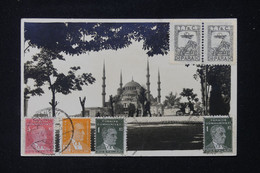 TURQUIE -  Affranchissement Tricolore Sur Carte Postale Avec Vignettes De Istanbul Pour La France - L 87394 - Autres & Non Classés