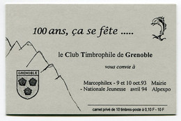RC 20087 FRANCE BRIAT CARNET PRIVÉ GRENOBLE CLUB TIMBROPHILE NEUF ** TB - Otros & Sin Clasificación