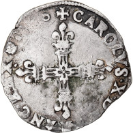 Monnaie, France, Charles X, 1/8 D'écu à La Croix De Face, 1590, Paris, TB+ - 1589-1610 Henri IV Le Vert-Galant