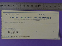 Neuf SB Chèque Du CREDIT INDUSTRIEL DE NORMANDIE Agence De Conches (Eure) - Cheques En Traveller's Cheques