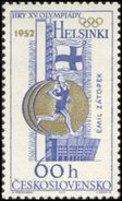 Czechoslovakia / Stamps (1965) 1430: Olympic Games 1952 Helsinky, Emil Zatopek (run, Marathon); Painter: Anna Podzemna - Summer 1952: Helsinki