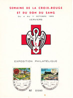 B01-314 Belgique 1501 1502 FDC Feuillet Souvenir 01040 Flora  Flore  Verviers 04 Au 11-10-1969 Don Sang Croix Rouge - Zonder Classificatie