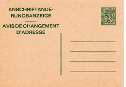 B01-314 AP - Entier Postal - Carte Postale Avis De Changement D'adresse N° 22 - Chiffre Sur Lion Héraldique Série De 5 - Avis Changement Adresse