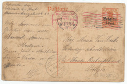 CP (Postkarte) Zone Des étapes Type OC13 (8 Cent. Sur 71/2 Pf Orange-jaune, Antwerpen Vers Kalmthout (1917) - German Occupation