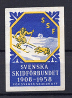 1958 SWEDEN,POSTER STAMP, SSF, 50 YEARS OF SWEDISH SKI ASSOCIATION - Other & Unclassified