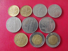 Italie Italia. Lot De 10 Pièces De 20, 50, 100, 200, 500 Lire. 1975/1996 - 5 Lire