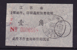 CHINA CHINE CINA  JIANGSU QIDONG 226215 ADDED CHARGE LABEL (ACL)  0.10 YUAN - Autres & Non Classés