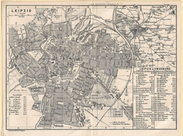 1850ca. KUPFERSTICH LEIPZIG & UMGEBUNG Vom KARTOGRAFEN EDWARD WAGNER  - VIELE EINZELHEITEN ! - Geographische Kaarten