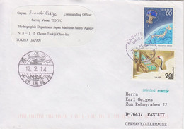 Japon, Lettre Obl. Kashiwa Chiba Le 15/11/00 + MSA 12.2.14 Et Navire Tenyo, TP 1489 (satellite Météo) - Covers & Documents