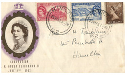 (HH 29) New Zealand Cover Posted Within To Hamilton - 1953 - Queen Elizabeth Coronation - Storia Postale