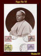 1939 Vatican Vatikan Vaticano Postcard Portrait Pope PIO XI With 4 Stamps Ovr. SEDE VACANTE Pmk But Unposted Ak Cp - Covers & Documents