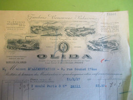 Bulletin De Livraison à En-tête/ Jambons Conserves Salaisons/OLIDA/Levallois Perret/Strasbourg/Epinay/1927  FACT440 - Food