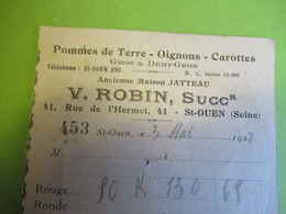 Bon De Commande/ V ROBIN Succr, Ancienne Maison JATTEAU/Primeurs/St-OUEN (Seine)/1927   FACT450 - Food