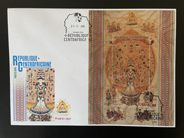 Centrafricaine 2019 FDC Mi. Bl. ? Chinese Art Thousand Hands Buddhism Bouddhisme Buddhismus Wooden Wood Bois Holzfurnier - Buddhism