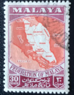 Malaya - T2/9 - (°)used - 1957 - Michel 4 - Landkaart Van De Federatie - Fédération De Malaya