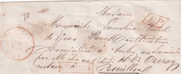 DDY 584 -- Enveloppe Affranchie En Numéraire NEUFCHATEAU 1857 Vers BOUILLON - PP Et CHARGE - 3 Cachets De Cire Au Verso - Autres & Non Classés