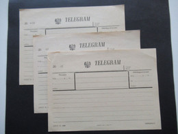 Polen 1979 Telegram 3 Vordrucke Nr. 39, 40 Und 41 Przyjeto / Odtelegrafowano / Odwrocic. Ungebraucht - Cartas & Documentos