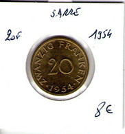 Sarre. 20 Franken. 1954. - Other & Unclassified