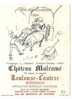 ETIQUETTE CHATEAU MALROME DESSIN TOULOUSE LAUTREC VENDANGES ATTELAGE - Art Nouveau