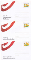 3 Cartes Entiers Postaux Différents Avis De Changement D'adresse Fleur Tagetes - Adreswijziging