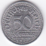 République De Weimar 50 Pfennig 1922 F STUTGART  , En Aluminium - 50 Rentenpfennig & 50 Reichspfennig