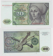 T145217 Banknote 20 DM Deutsche Mark Ro. 271b Schein 2.Jan. 1970 KN GE 3234766 H - 20 Deutsche Mark