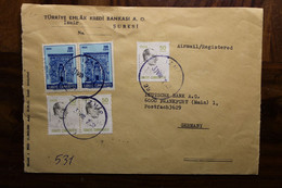 1972 Turquie Türkei Air Mail Cover Enveloppe Allemagne Türkiye 2 Paire Par Avion Recommandé - Brieven En Documenten