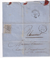 DDY 535 -- Collection THOUROUT - TP 17 Points 53  S/lettre BRUGES 1867 Vers Mr Carroen à THOUROUT - Signée Deventil - 1865-1866 Perfil Izquierdo