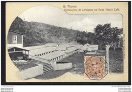 CPA Sao Thomé Et Principe Habitaçoes De Serviçaes Na Roça Monte Cfé - Sao Tomé E Principe