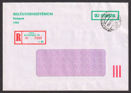 Registered Letter Cover 1998 Hungary OFFICIAL Imprinted Label Ministry Interior Port Paye Taxe Percue Paid - Covers & Documents