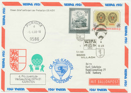 ÖSTERREICH Sonderballonpostflug WIPA 1981 „VILLACH – FÜRNITZ“ Mit ABART R! - Plaatfouten & Curiosa